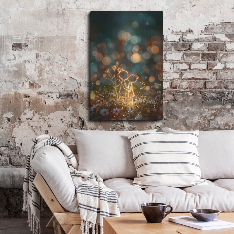 Art mural en métal luxueux «Cute Couple» par r3darch0n, H 16 po x l 12 po