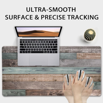 Rustic Wood Pattern Large Gaming Mouse Pad 15.7*31.5inch｜Desk Mat, Non-Slip Rubber Base & Stitched Edges - Extended Waterproof Mousepad for PC/Laptop/Office/Home Decor
