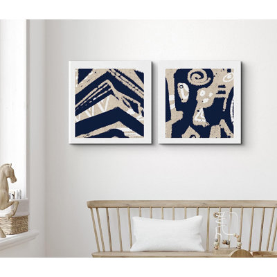 «Tan and Black» en spirale et flèche tribale sur toile, 2 pièces