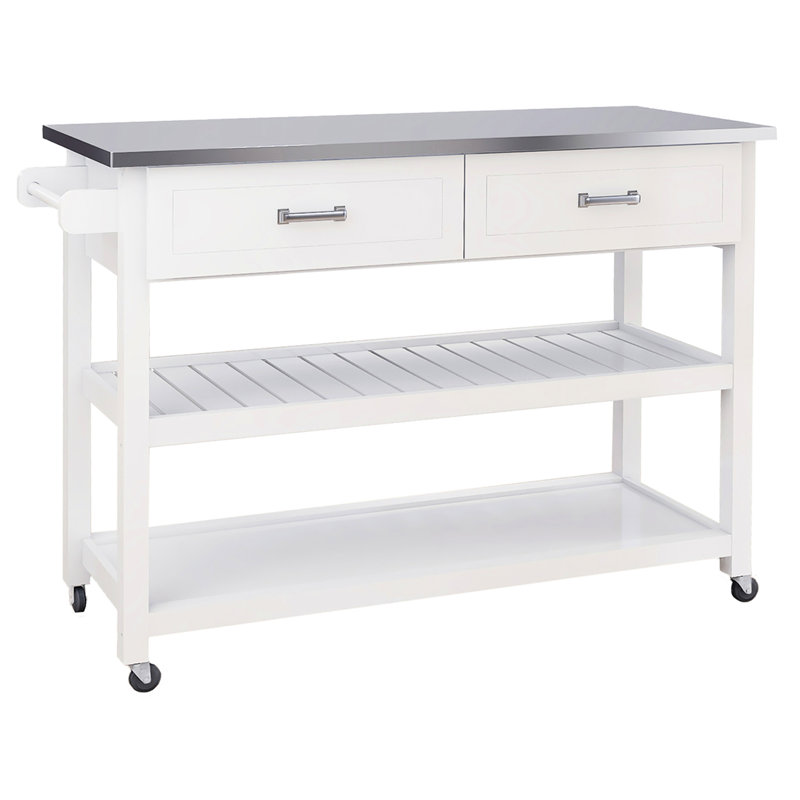 Stainless Steel Table Top Kitchen Cart, White - Two Drawers For Organized Pantry Storage Cart With Functional And Space Efficient Option