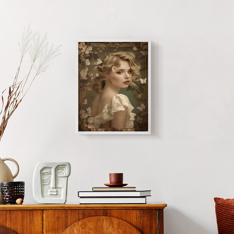 WOMEN Series CECLIX - reproduction encadrée de qualité supérieure - prête à être accrochée - aucun clou requis, Blanc