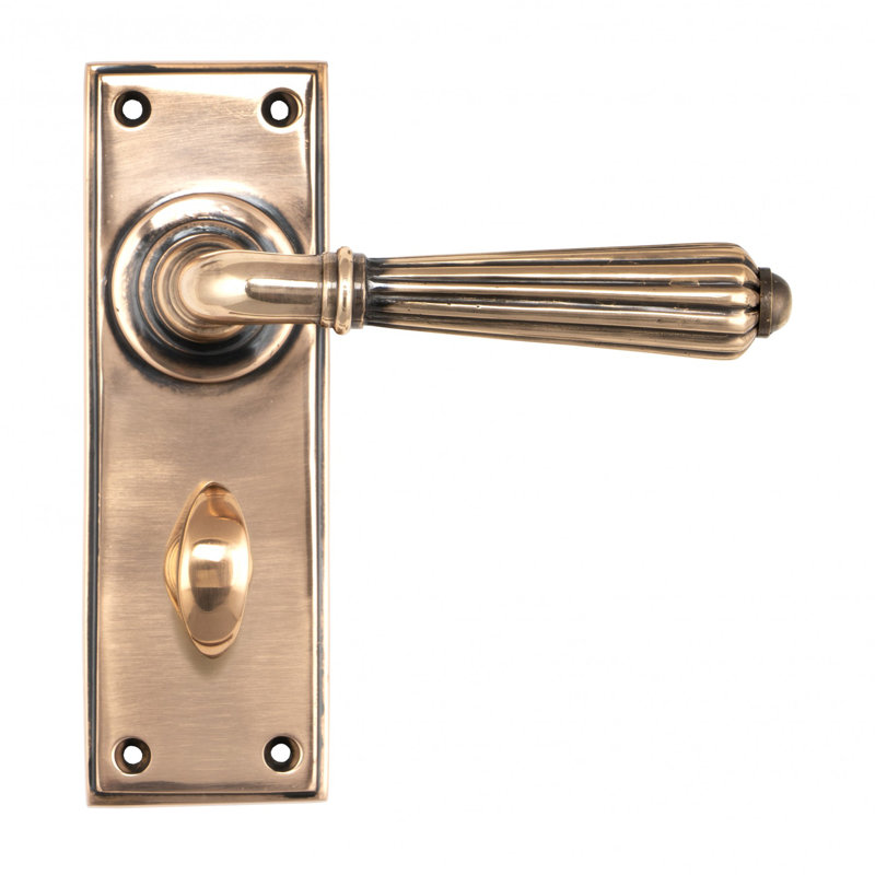 Hinton Bathroom Door Handle Kit, Polished Bronze