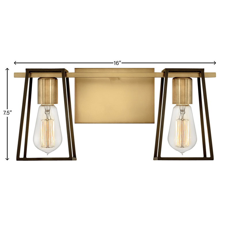 Filmore Two-Light Bath Open Cage Vanity Fixture, Oil Rubbed Bronze/Heritage Brass