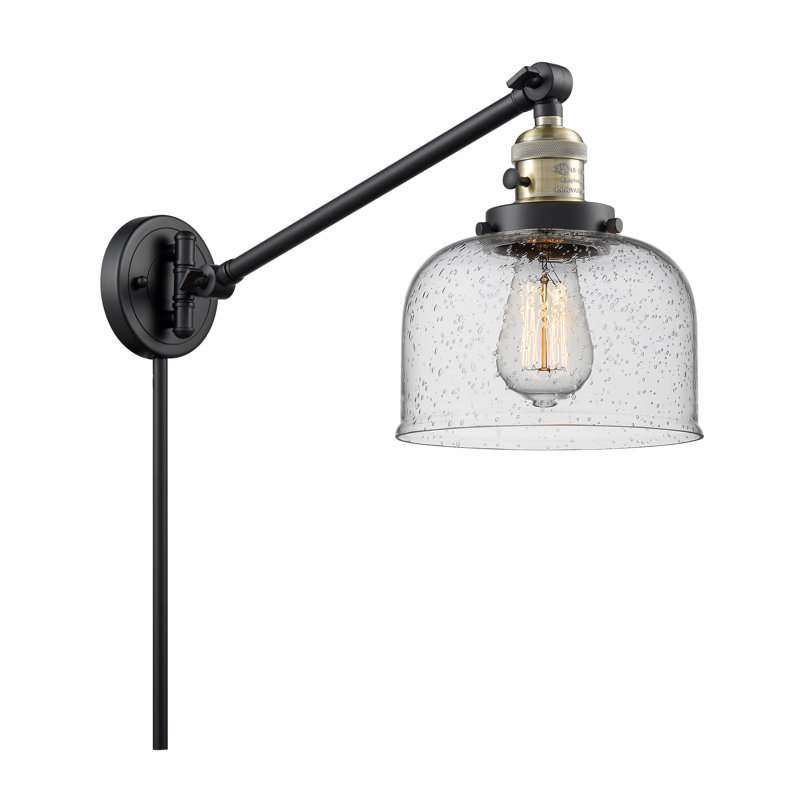 Bras pivotant en nickel satiné à 1 lumière à intensité variable Angelluis, Ampoule incandescente rétro à intensité réglab