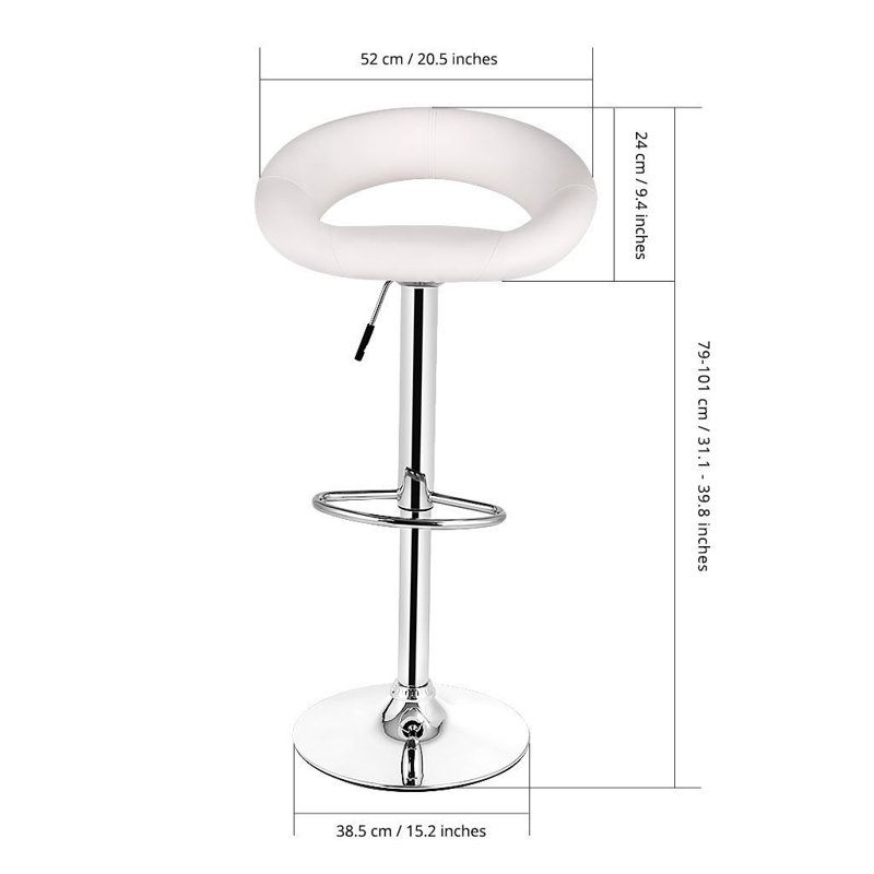 Tabouret de bar pivotant à hauteur réglable Beckwith, blanc