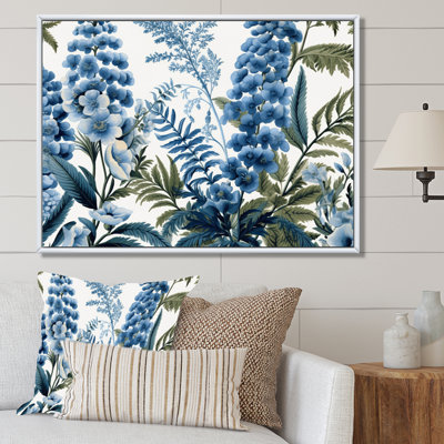 " Blue Green Fern Flowers Scenery "