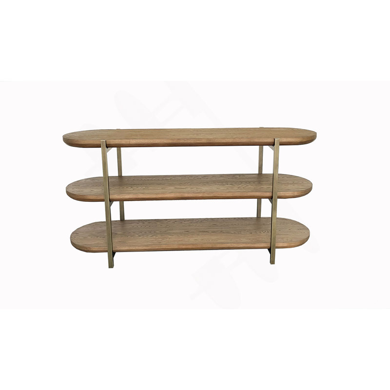 Élégante console avec tablettes de rangement et caractéristiques en métal, parfaite pour les couloirs, près des murs ou derrière les canapés