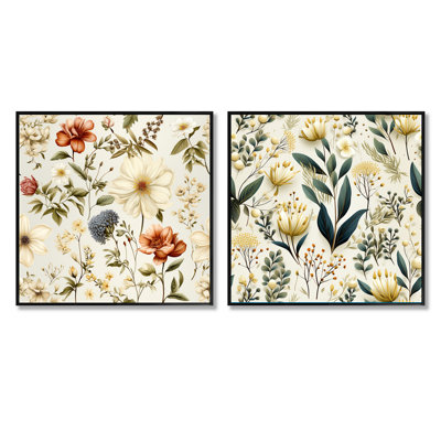 Gemmill - Ensemble de 2 collages floraux carrés