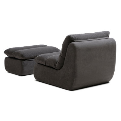 32" Bean Bag Chair with Ottoman, Big Chaise Lounge Chairs for Adults, Tufted Upholstered Lazy Sofa for Living Room, Bedroom