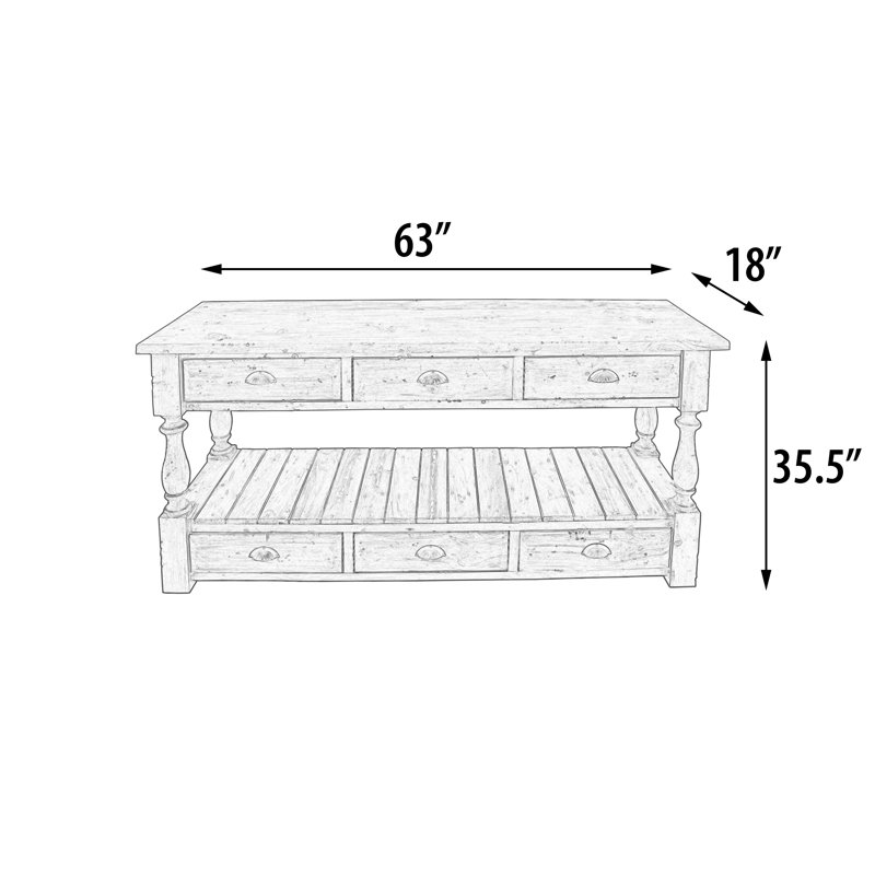 Console en bois massif 63 po Clarkston
