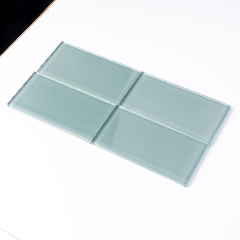 3"X 6" Polished Glass Subway Tile, Gray