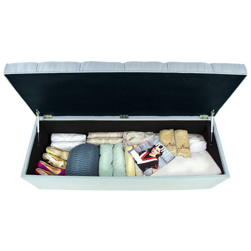 Heaney Polyester Blend Upholstered Storage Bench, Sea Mist