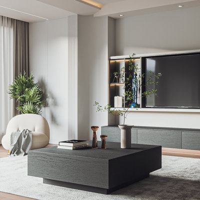  Fully Assembled 2-Drawer Square Coffee Table