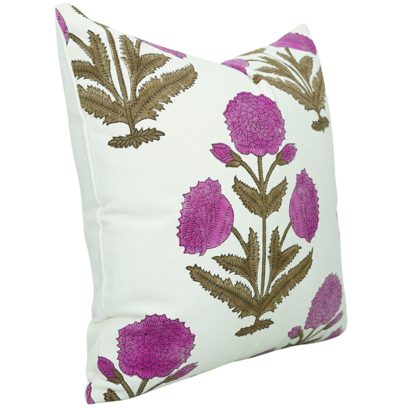 Coussin décoratif à motif de blocs de coton fabriqué à la main Fab divine - Badacha, Carré, H 22 po x l 22 po