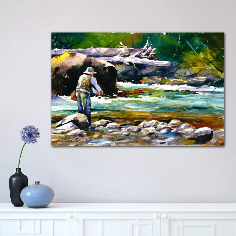 " Fishing " by Dean Crouser, Wrapped Canvas, 18" H x 26" W x 1.5" D