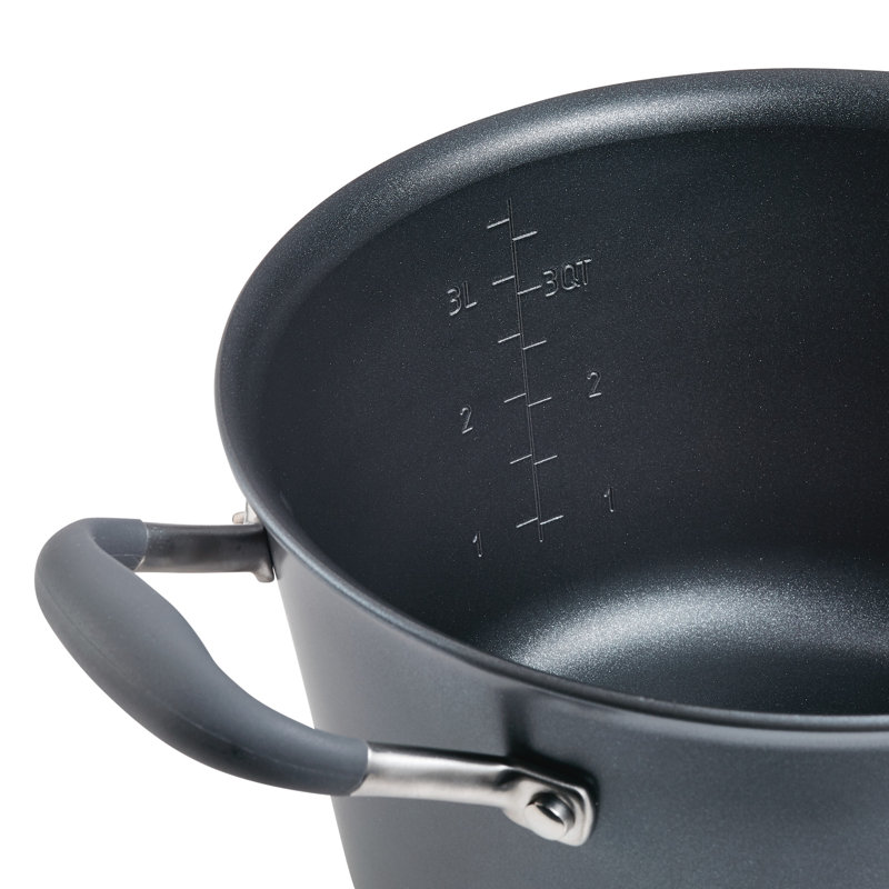 Anolon Advanced Home Hard Anodized Nonstick Saucepot With Lid, 4.5 Quart, Gray