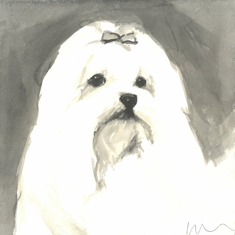 Peinture sépia moderne par un chien très moderne - toile tendue, H 30 po x l 30 po