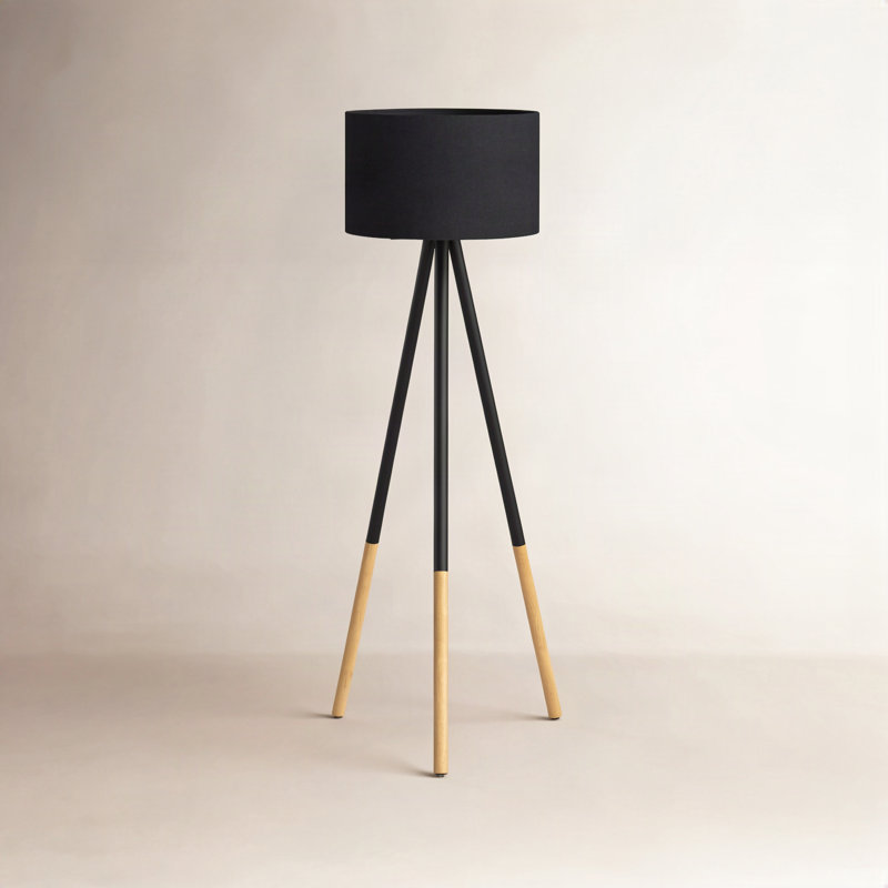 Skyler 60.25'' Tripod Floor Lamp, Matte Black/Light Brown