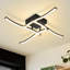4-Light Black Wavy LED Semi Flush Mount Ceiling Light