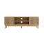 Meuble télé 55 pouces Mid-Century avec portes à lattes verticales - console de divertissement en chêne pour le salon et la chambre à coucher