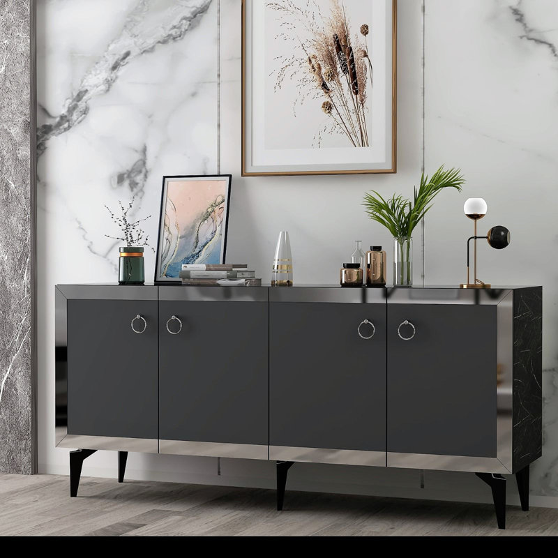 Olivia 150cm Console Table, Grey/Silver