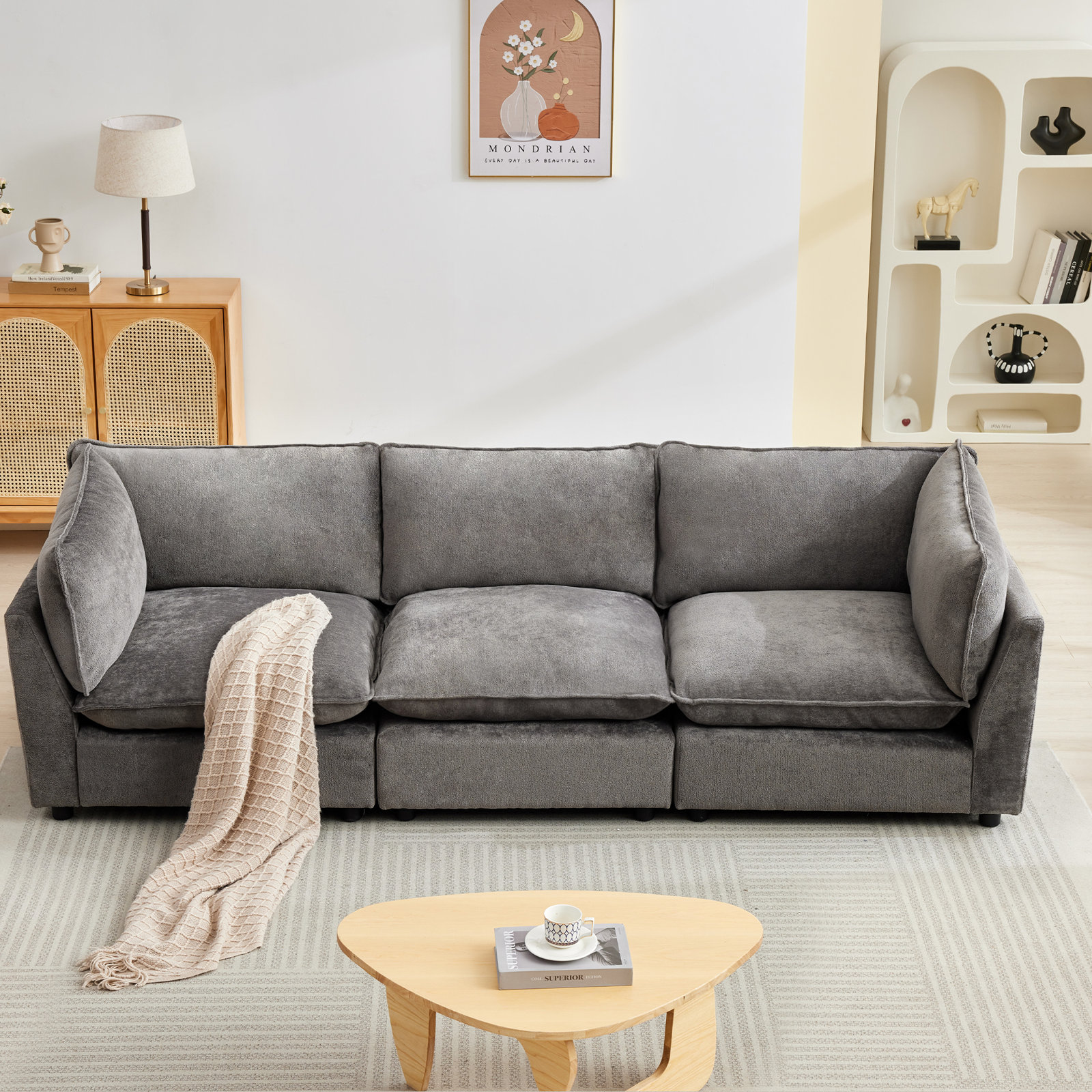 Eagan 106" Modular Sofa, Dark Gray Chenille