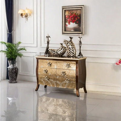 Classic Six-Drawer Floral Accent Chest