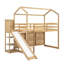 Lit mezzanine simple en bois avec glissoire, tablettes de rangement et lumière-1368257316