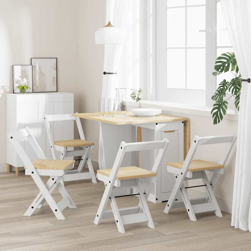 Folding Side Chair, White/Honey Wax Brown