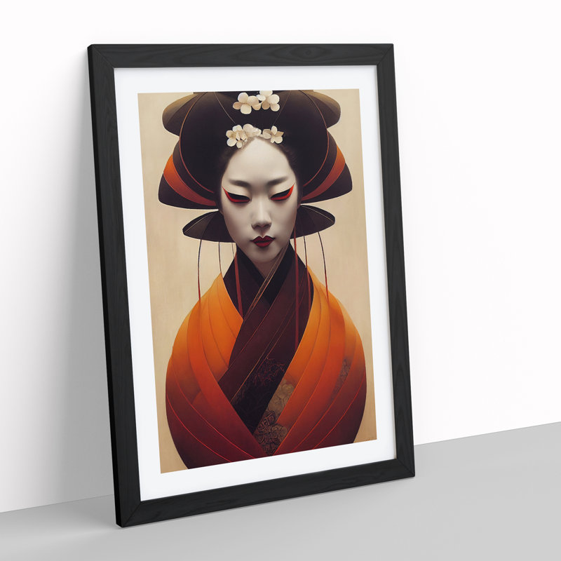 Modern Geisha No.3 - Framed Print, Black, 64cm H x 46cm W x 2cm D