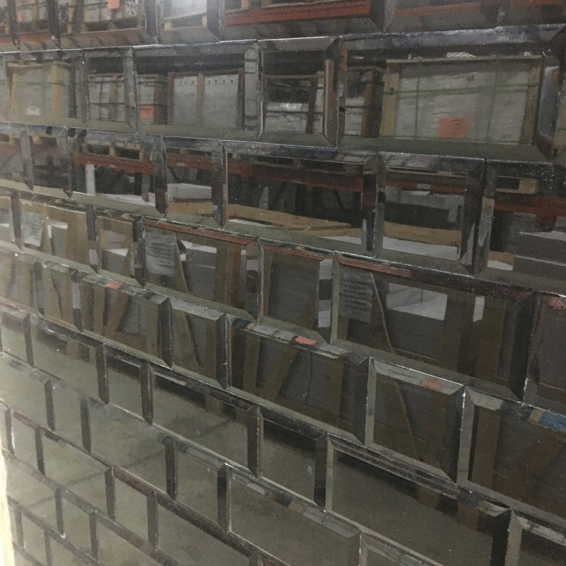 Genoa 3" x 3" Beveled Glass Wall Tile, Gunmetal