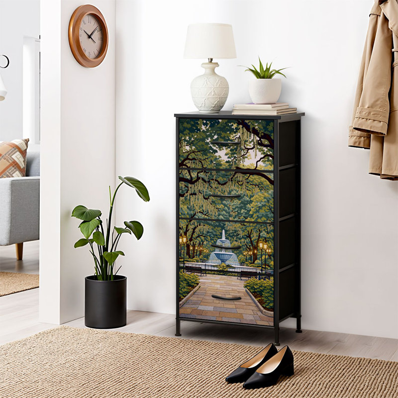 4 Drawer Dresser for Bedroom, Narrow Chest of Drawers, Wooden Top and Study Iron Frame 18"x37.5"-(WxH)