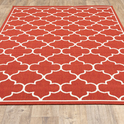 Tapis intérieur / extérieur rouge / ivoire Russo
