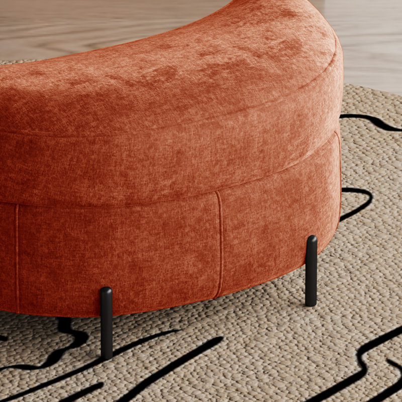 Ensemble de fauteuil d'appoint, fauteuil demi-tonneau pivotant à 360 ° et repose-pieds avec rangement, Terracotta