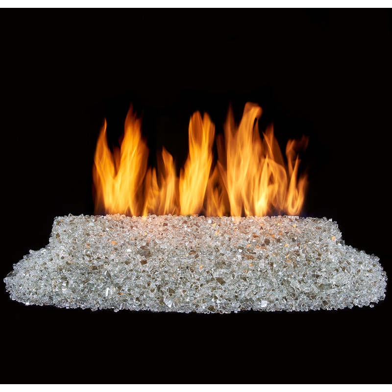 Aurora 18-Inch Black Glass Burner Kit with Reflective Fire Glass