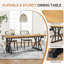 Table de salle à manger 71 po pour 6 personnes, table de cuisine rectangulaire rustique avec pieds en métal à tréteaux en X, table de salle à manger en bois pour la salle à manger, noyer clair et noir