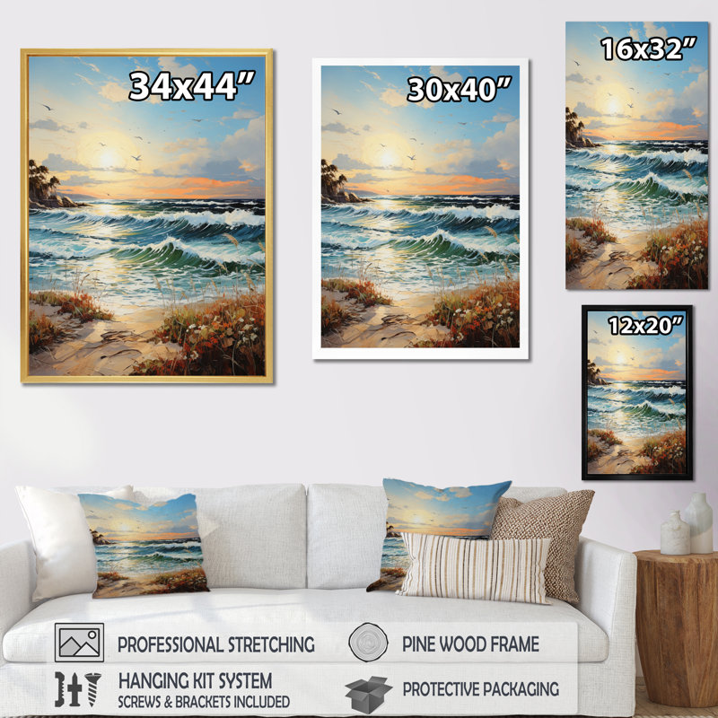 «Beach Sand Euphoria III», reproduction sur toile, H 20 po x l 12 po x P 1 po, Cadre flottant noir