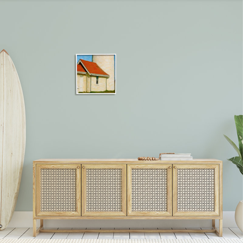 Gros plan sur le phare de l'océan, H 17 po x l 17 po x P 1,5 po, Giclée encadrée blanc bord de mer
