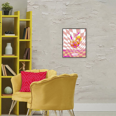 Retro Checkered Summer Cocktail Framed Giclee, design by Lil' Rue