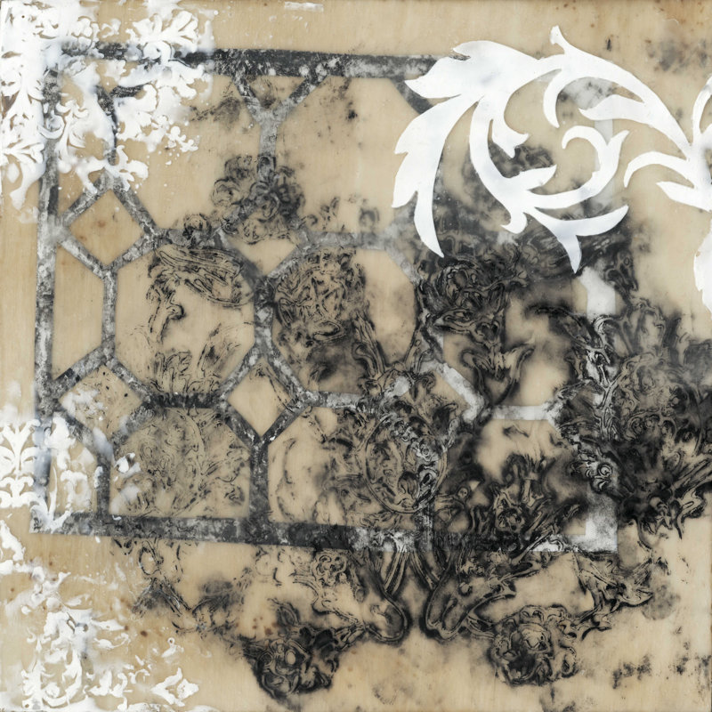«Infuse Lace I» par Jennifer Goldberger - peinture sur toile tendue, H 36 po x l 36 po x P 1,25 po