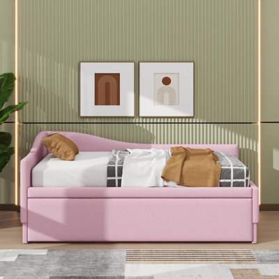 L-Shaped Twin-Sized Daybed With Pop-Up Trundle Bed Design by Red Barrel Studio