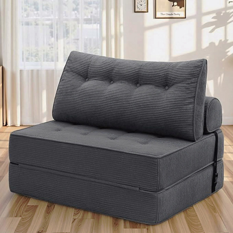 Modular Floor Couch System – Convertible Sofa Bed For Compact Living Spaces, Gray Corduroy