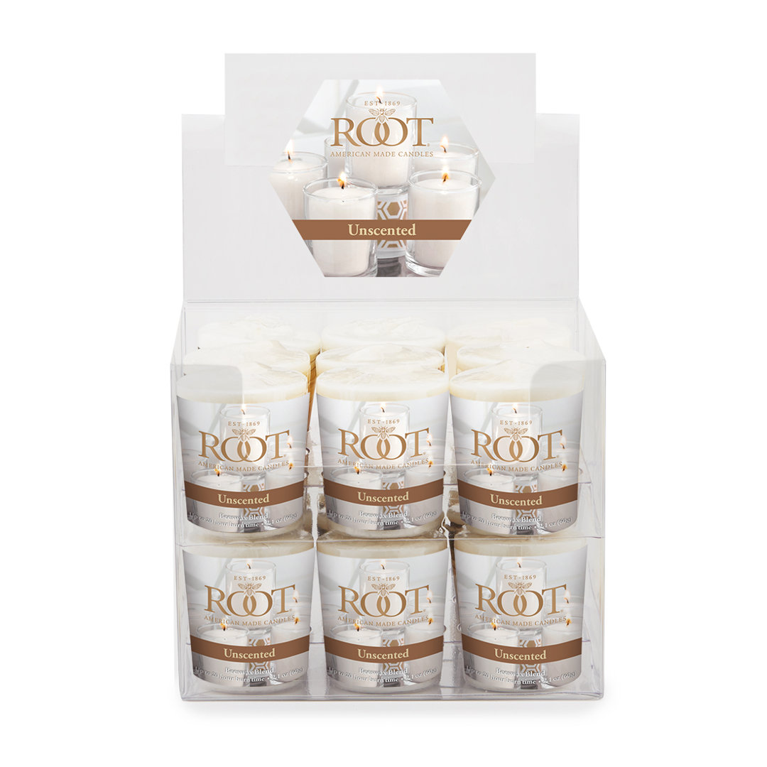 18 Piece Unscented Votive Candle Set (Set of 18) Root Candles