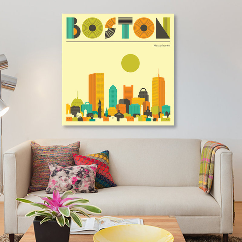« boston horizon », impression sur toile, H 12 po x l 12 po x P 1,5 po, Toile tendue, Pas de tapis
