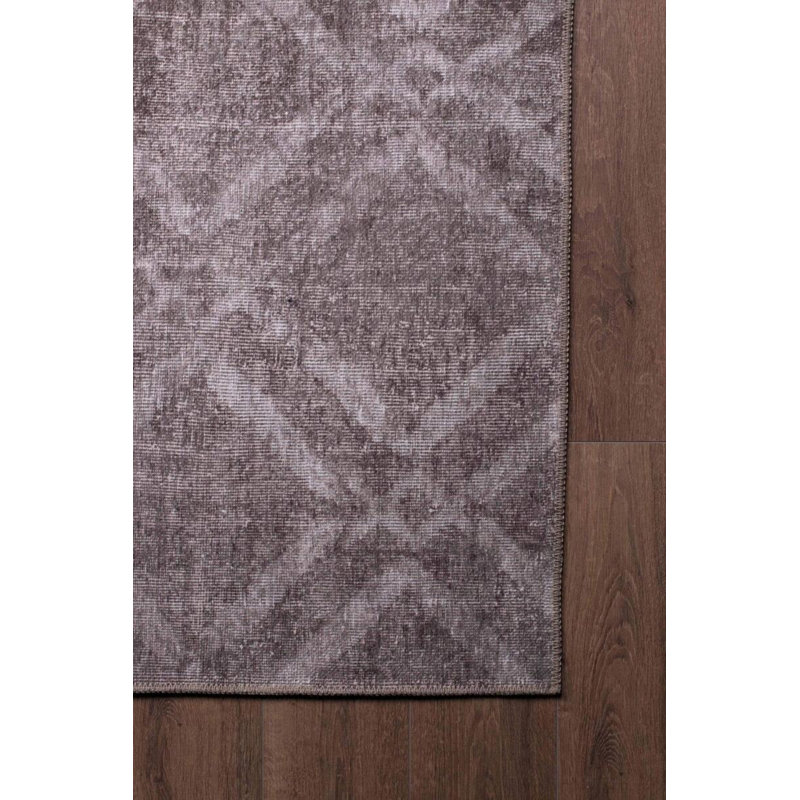 Tapis décoratif géométrique brun, Rectangle 9 pi 11 po x 13 pi 2 po