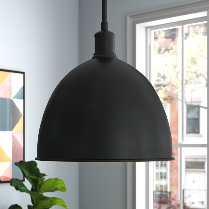 Waldon 1-Light Dimmable Single Pendant , 12.5" H x 12.5" W, Matte Black