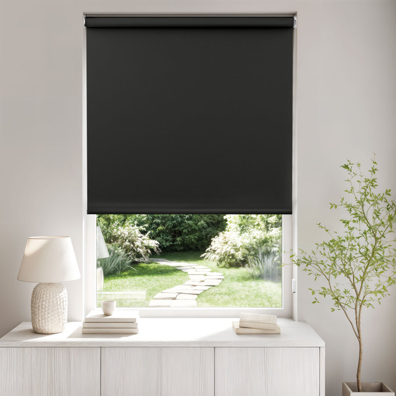 Blackout Roller Shade, Black, 120cm W x 165cm L