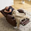 Fauteuil inclinable chauffant et massant à double moteur Grace avec rangement intégré dans les accoudoirs, brun-1485974010