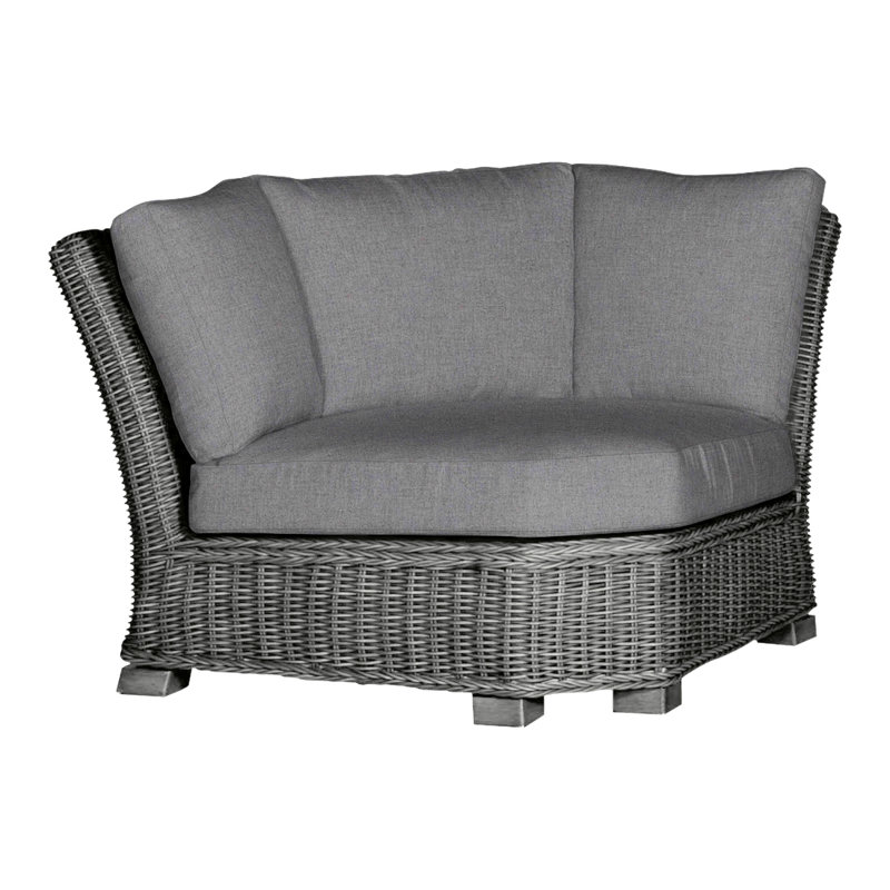 Rustic Woven Sectional Corner, Slate Gray, No Welt, Rollo Cream InsideOut® Linen