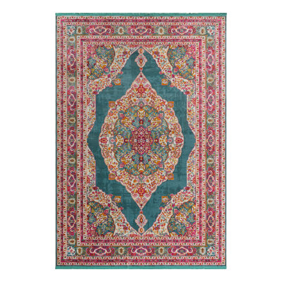 Tapis à motif oriental turquoise Folmar